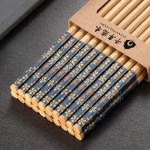 Natural Bamboo Crystal Flower Chopsticks Household Japanese Sushi Chopsticks Premium Lacquerless Waxless Chopsticks Set