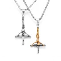 Handstand Jesus Cross Religon Amulet Stainless Steel Men Women Necklaces Pendants Chain Punk Jewelry Creativity Gift Wholesale