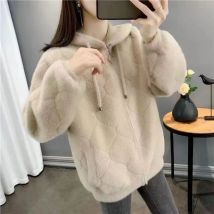 Herbst Winter Mode lose verdickte Kapuze Imitation Nerz Samt Jacke 2024 neue Frauen Strickjacke weibliche Tops Oberbekleidung