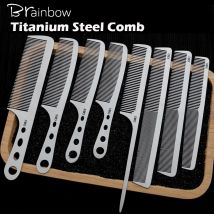 Brainbow 1PC Titanstahlkamm Professioneller Salon Haar Friseur Antistatischer Friseurkamm Ultradünne Haarbürste für Männer
