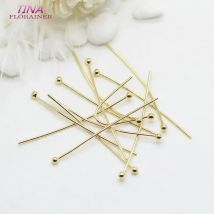 Großhandel 14k Gold Farbe Messing Metall Kugel Kopf Pin Für Schmuck Machen Perlen Pins Erkenntnisse Liefert DIY Machen schmuck