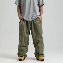 Nuovi pantaloni da sci larghi da donna solidi da uomo antivento Pantaloni da sci larghi con cappuccio impermeabili Sport all'aria aperta Pantaloni traspiranti per adulti