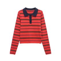 Frühling Y2k frauen Pullover Polo Neck Streifen Fit Bottom Shirt Elegante Langarm Tops Strickwaren Weibliche Kleidung 5536018
