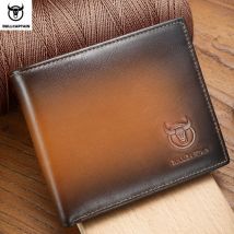 BULLCAPTAIN RFID-blockierende Herren-Leder-Geldbörse, zweifach faltbar, schmale Geldbörse, Kartenhalter mit mehreren Karten, Ausweis-Geldbörse QB 05