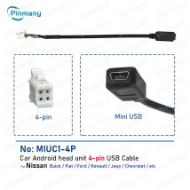 Autoradio-Audioanschluss MIUC4 4-Pin Mini-A, Mini-B USB-Kabelbaum-Steckdosenadapter für Opel Nissan Chevrolet Fiat Ford Renault