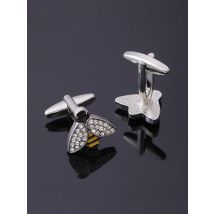 OL Pretty Bumble Bee Cufflinks White Rhinestone Yellow Black Enamel Honeybee Cuff Links Shirt Suit Tuxedo Sleeve Button
