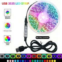 SMD3535 LED-Streifenlichter, USB, 3 Tasten, Knopfsteuerung, keine Fernbedienung, 7 Farbwechsel, flexibler Beleuchtungsstreifen für Schlafzimmerdekoration