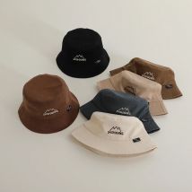 Stickerei Brief Baby Fischer Hut Solide Baumwolle Kleinkind Eimer Hut Winddicht Seil 6-18m Baby Outdoor Sonnenblenden kinder Becken Kappe