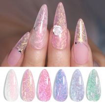 BORN PRETTY 7 ml 6 Stück Pearl Milky Planet Gel-Nagellack-Set, glitzernd, rosa, weiß, Wirbelfaden-Effekt, Soak Off UV-LED-Gel-Maniküre