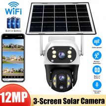Solar Kamera Wifi 12MP PIR Menschlichen Erkennung IP66 Wasserdichte Outdoor Überwachung 8MP HD Dual Objektiv CCTV Kameras V380 Video Monitor