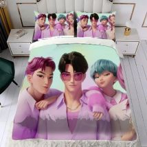 New kpop demon hunters Bedding Set Single Twin Full Queen King Size Bed Set Kids Bedroom Duvetcover Sets Anime Bed Sheet Set