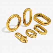 E.B.belle Runde ovale Schnalle-Anhänger, wasserdicht, Edelstahl, 18 Karat vergoldet, für handgefertigte Schlüsselanhänger, Tasche, DIY-Zubehör