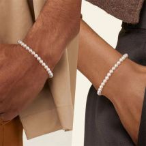 Semplice braccialetto di perle d'imitazione retrò per le donne Bracciale da uomo con perline acriliche elasticizzate Bracciale di perle di gioielli per feste di moda regalo