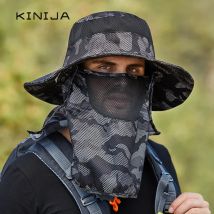 Camouflage Fischer Hut Sommer Männer Gesicht Schild Kappe Hals Schutz Sonnenhut Outdoor Angeln Wandern Anti Uv Schal Visier Eimer Hut