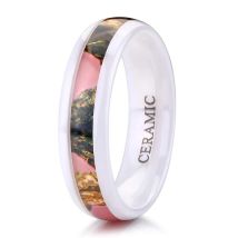 Kolmnsta Ceramic Ring In Black and White, with Color Painting Polished Beveled Edge Plating Wedding Ring for Couples