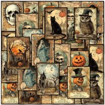 20 Stück Eule, Kürbiskopf, schwarze Katze und andere Halloween-Themenmaterialien, DIY-Papier, dekoriertes Notizbuch, Koffer, handgefertigtes Sammelalbum
