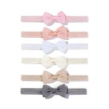 6Pcs/Set Solid Color Bowknot Headband for Baby Girls Grograin Ribbon Elastic Hair Bands Infant Kids Hair Accessories
