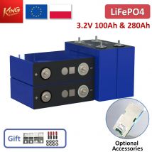 4 wiederaufladbare 3,2V 100Ah LiFePO4 Lithium-Batterien und 4 280Ah Lithium-Batteriezellen mit 10.000 Zyklen, für Solarenergie-Systeme