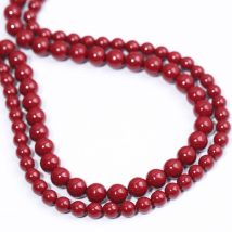 Natural Cinnabar Jade Stone Beads Smooth Round Loose Spacer Beads for Jewelry Making DIY Bracelet Earring 15''
