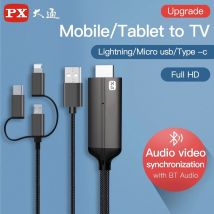 PX nuevo 1080P Full HD 3 en 1 Cable compatible con Hdmi Lightning tipo C a MHL Cable adaptador Micro USB teléfono a proyector de TV
