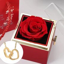 Eternal Rose Box – Herz-Halskette und Seifenblume, Geschenkbox, individuelle Herz-Namenskette, Valentinstagsgeschenk für Frauen für Mama