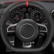Auto lenkrad abdeckung schwarz echtes leder wildleder für audi ttrs 2007-2015 r8 2005-2014 rs3 (8p) 2005-2015 rs6 2007-2015