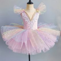 Kinder Mädchen Ballett Tanz Tutu Kleid Glänzende Pailletten Trikots Kleider Ballerina Gymnastik Skating Bühne Leistung Dancewear