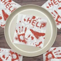 20 stücke Halloween Party rot Handabdruck Muster Servietten Umgebungs dekoration Papier Tischs ets Restaurant Weingläser Blumen papier