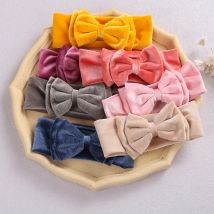 Baby Velvet Bow Headband Double Layer Bowknot Turban For Newborn Girls Sweet Infant Hair Band Handmade Kid Hair Accessories Gift