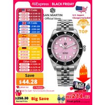 San Martin 40mm Rosa BB Diver Orologio NH35 Top Brand Classico di Lusso da Uomo Meccanico Automatico Zaffiro Impermeabile 200m SN0128