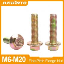JUIDINTO 1–5 Stück Sechskantschraube mit gezahnter Flansch, M6, M8, M10, M12, M14, M16, Farbe, verzinkter Sechskant-Unterlegscheibenkopfschraube