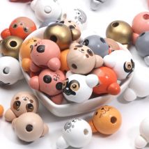 10Pcs Natural Wood Bead Mixed Cute Animal 3D Bead 20X27MM For Jewelry Bracelets Earrings Hair Clip DIY Accessories Bead Supplier
