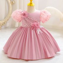 Die neue Babykleidung für Mädchen, ein Jahr alt, Geburtstagsfeier, Taufe, das Blumenmädchen-Netzgarn, 0–4 Jahre alt, Prinzessinnenrock, Neugeborenes Gerinnsel