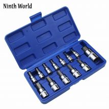 Ninth World 13PCS Allen Key Ratchet Wrench 1/4"3/8"1/2 "Drive Chrome Vanadium Mirror Polished Sockets CRV Steel Bits Garage Tool