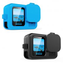 Custodia in silicone per GoPro Hero 13 Proteggi schermo in vetro temperato nero Pellicola protettiva Flip Copriobiettivo coperchio laterale batteria