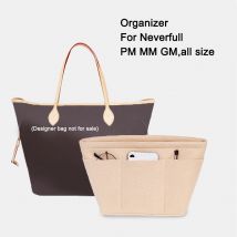 Reise-Einsatz-Taschen-Organizer für Neverfull PM MM GM, oberer Reißverschluss, 12 Taschen, Handtasche, Make-up, innere Geldbörse, Tragetasche