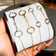 2025 Neue hochglanzpolierte 925er-Sterlingsilber-Halskette mit Pferd-Tröffel-Bit-Halskette, modischer europäischer schlichter Silberschmuck für Frauen