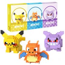 Bloques de construcción de Pokémon, personaje de dibujos animados de acción de Pokémon Gengar, modelo de Pikachu Charizard, bloques de construcción para niños, regalos de cumpleaños