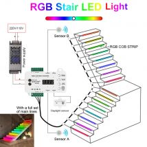 RGB Stair Motion Sensor LED Light Strip Kit 6-20steps with PIR Motion Sensor Daylight Can Dimmer Stair Indoor For Home Stairs