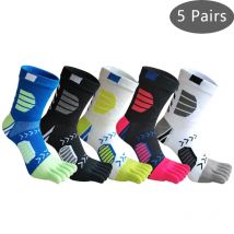5 paia di calzini sportivi a compressione in puro cotone che assorbono il sudore colorati per bici maratona fitness basket all'aperto calzini a 5 dita