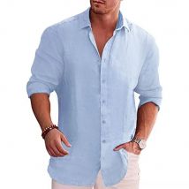 Camisa de manga larga de algodón y lino para hombre, superventas de otoño, Color sólido, estilo informal, camisa de lino informal de talla grande para hombre