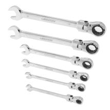 LIBRATON 1pc or 6pcs Ratcheting Wrench Set 6-19mm Ratchet Spanner Wrench Set Universal Spanners with Flex-head for Bike Repair