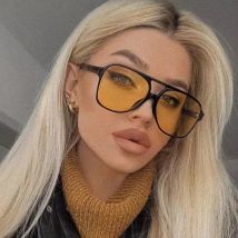 Neue quadratische Damen-Sonnenbrille mit Doppelbrücke, Vintage-Marken-Designer-Sonnenbrille für Herren, übergroße Sonnenbrille für Damen im extravaganten Stil