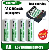 Universal Rechargeable 1.5V AA 12800mWh Lithium ion Battery Fast charging with Charger for Camare Clock  Mouse Fan Electric Toys