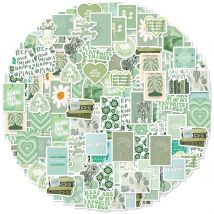 30pcs Green Small Clear Pattern INS Wind Stickers for Notebook, Water Bottle, Luggage, Back To School Stickers, Valentine's Day