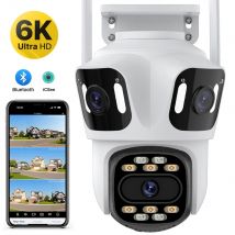 Telecamera IP PTZ a tre obiettivi Telecamera IP esterna 6K HD a tre schermi WiFi Telecamera di sicurezza con tracciamento automatico Telecamera CCTV wireless 4K Dual Len iCsee