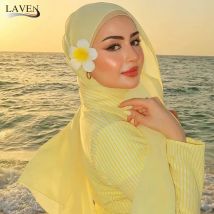 Heiß auf Ins Jersey Modal Schal Hijab für Frau Muslimischen Einfarbig Lange Schals und Blume pins gruppe Islam Weiche Mujer Headwraps