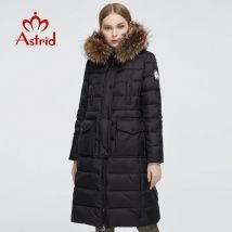 Astrid Winter Frauen mantel der frauen parka lange warme mode schwarz stepp jacke mit natürlichen pelz kragen weibliche kleidung ZR-7266