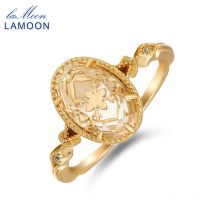 Lamoon Vitage Luxus Palast Stil natürlichen weißen Kristall Ring für Frauen Sterling Silber Gold Vermeil edlen Schmuck Accessoires