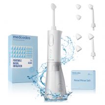 Bottiglia di risciacquo nasale Risciacquo sinusoidale Detergente per lavaggio naso 300ml Irrigazione a pressione Neti-Pot 3 modalità 2 getti con 30 pacchetti di sale per lavaggio nasale